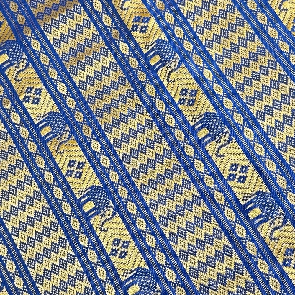 Blue and Gold Elephant Patterned Scarf/Wrap 72 Inches